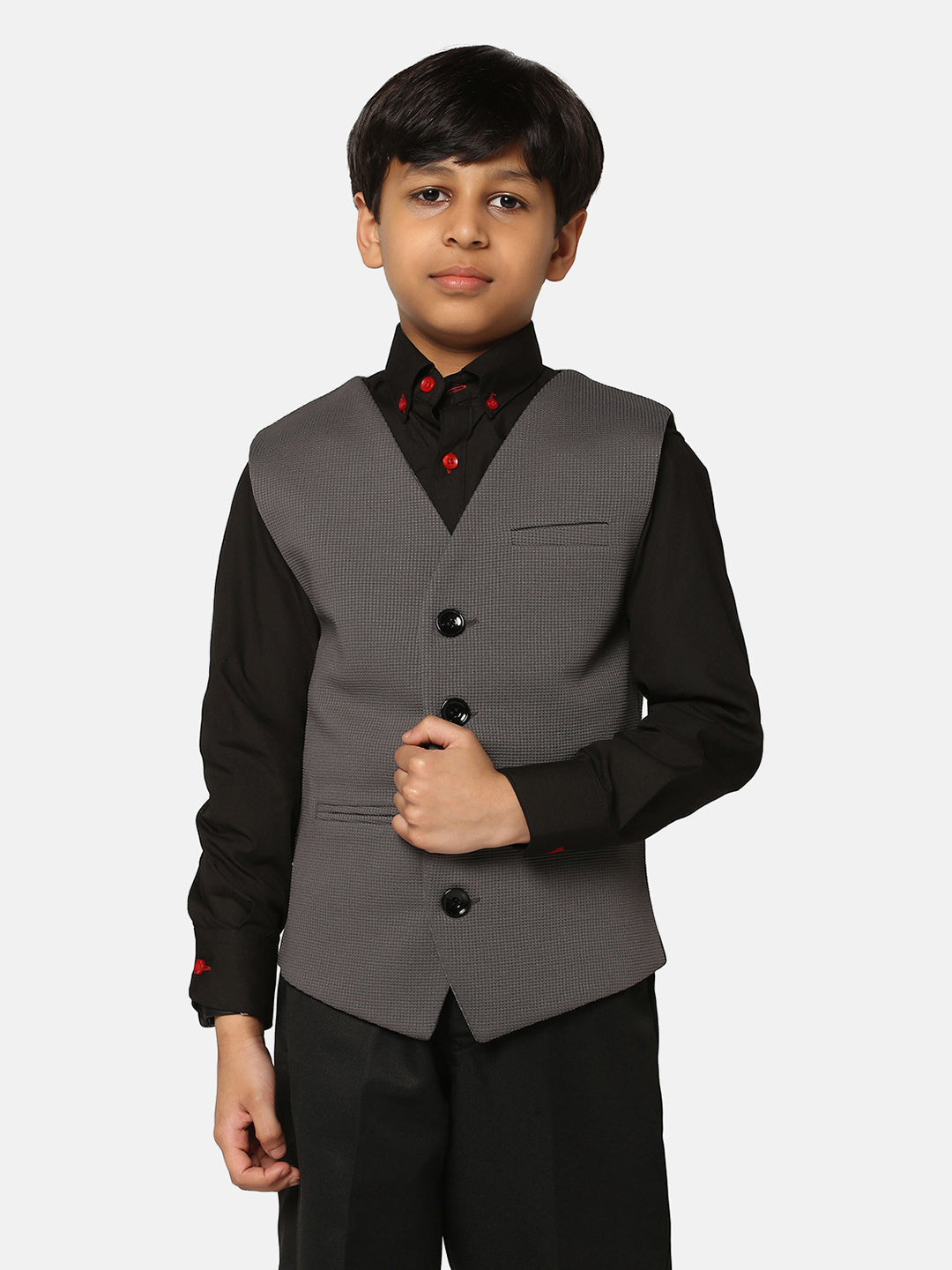 Boys Dark Grey Waistcoat - Tahvo India