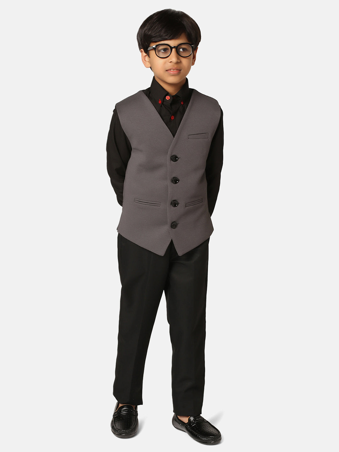 Boys Dark Grey Waistcoat - Tahvo India