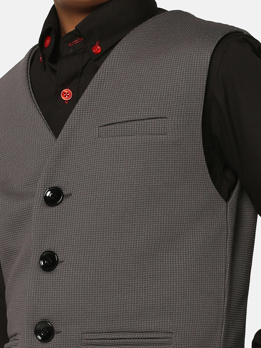 Boys Dark Grey Waistcoat - Tahvo India