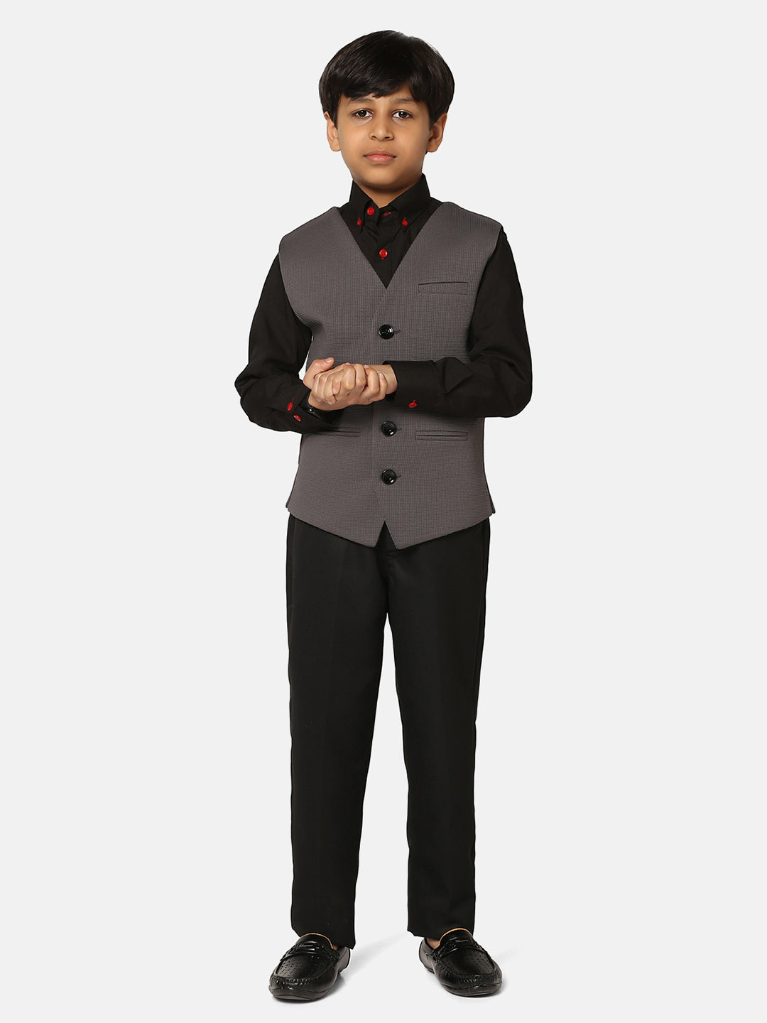Boys Dark Grey Waistcoat - Tahvo India