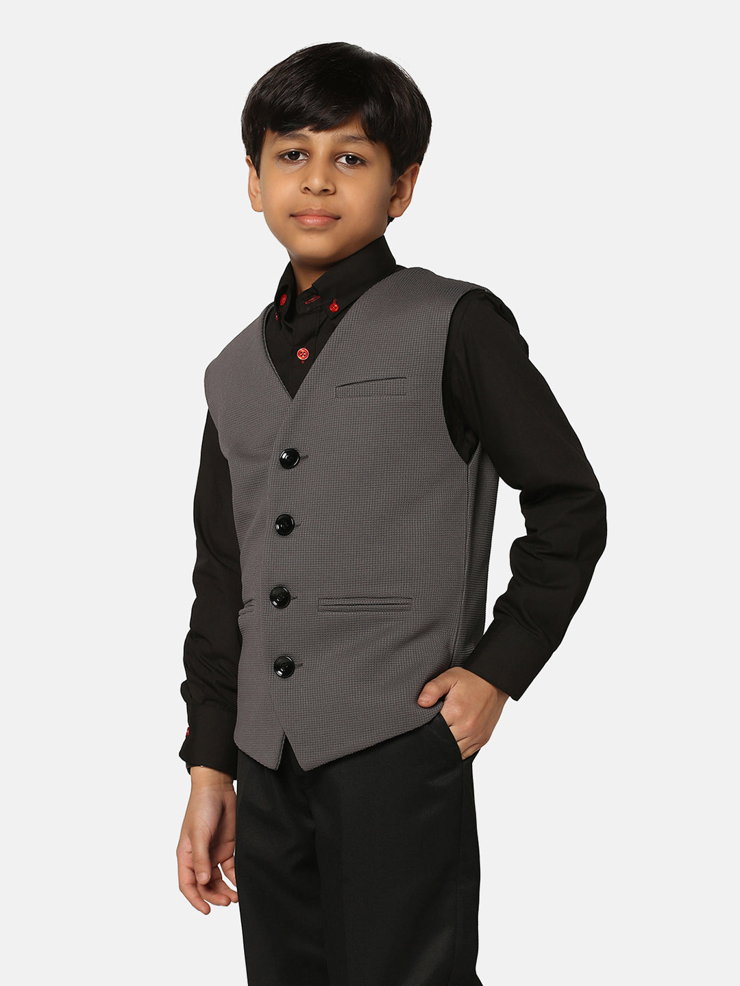 Boys Dark Grey Waistcoat - Tahvo India
