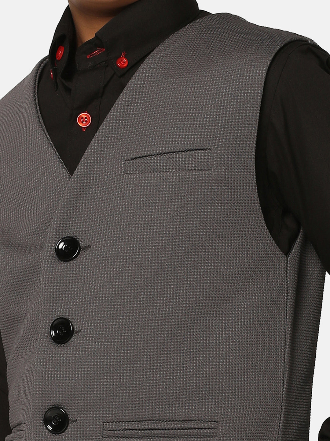 Boys Dark Grey Waistcoat - Tahvo India