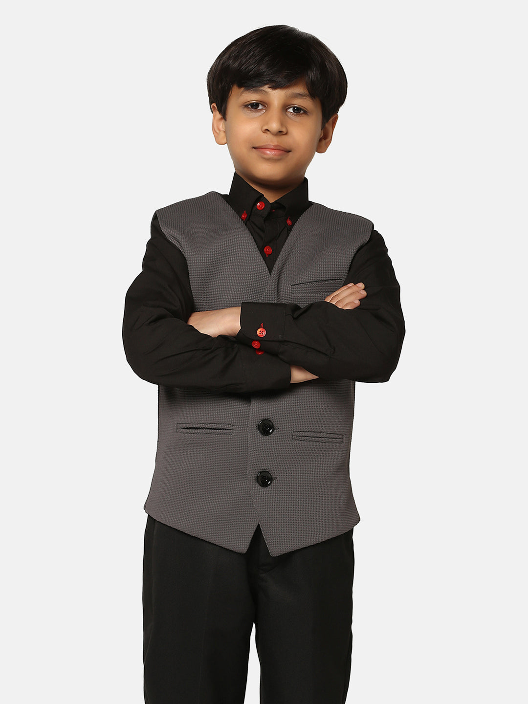 Boys Dark Grey Waistcoat - Tahvo India