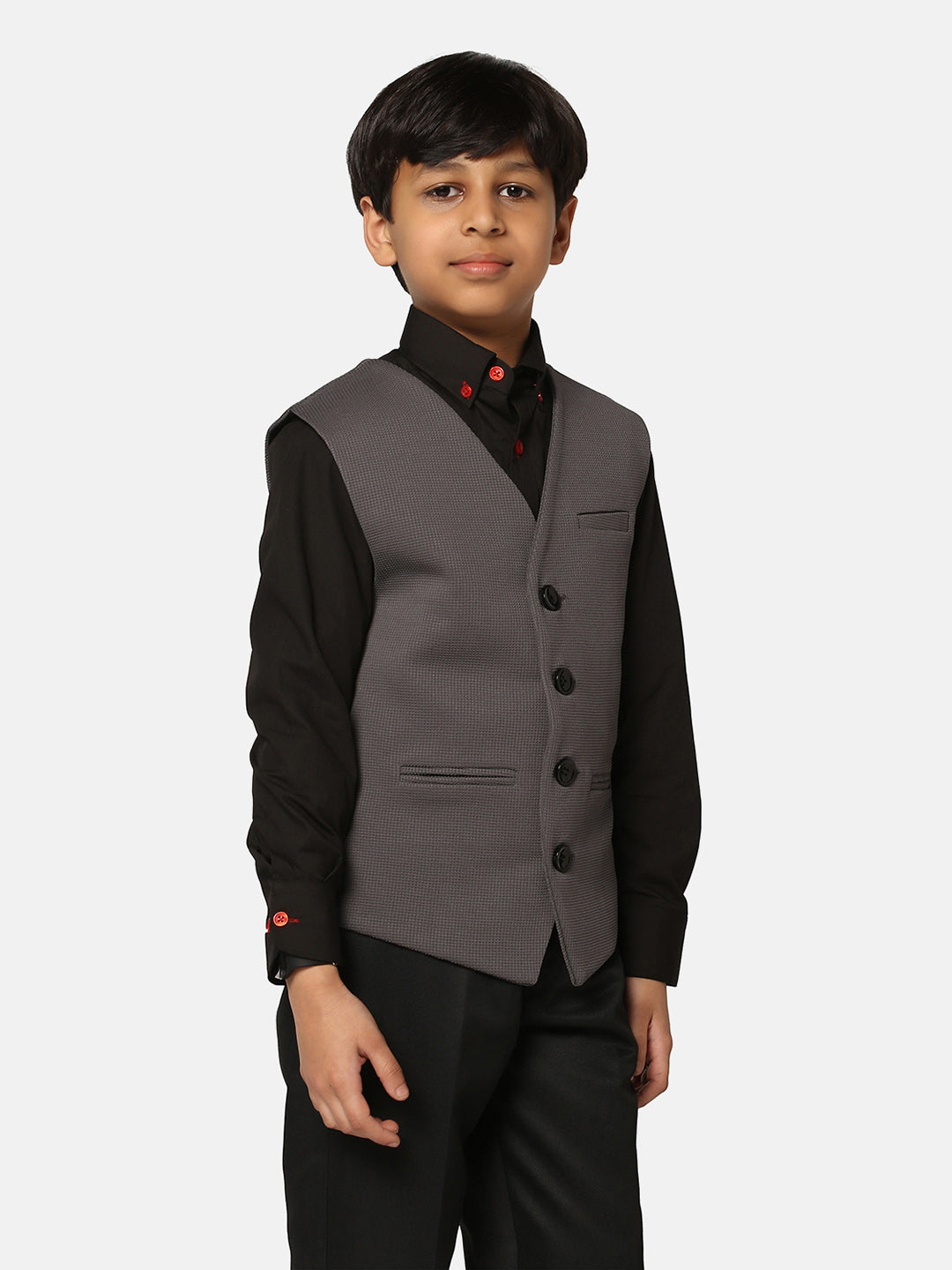 Boys Dark Grey Waistcoat - Tahvo India