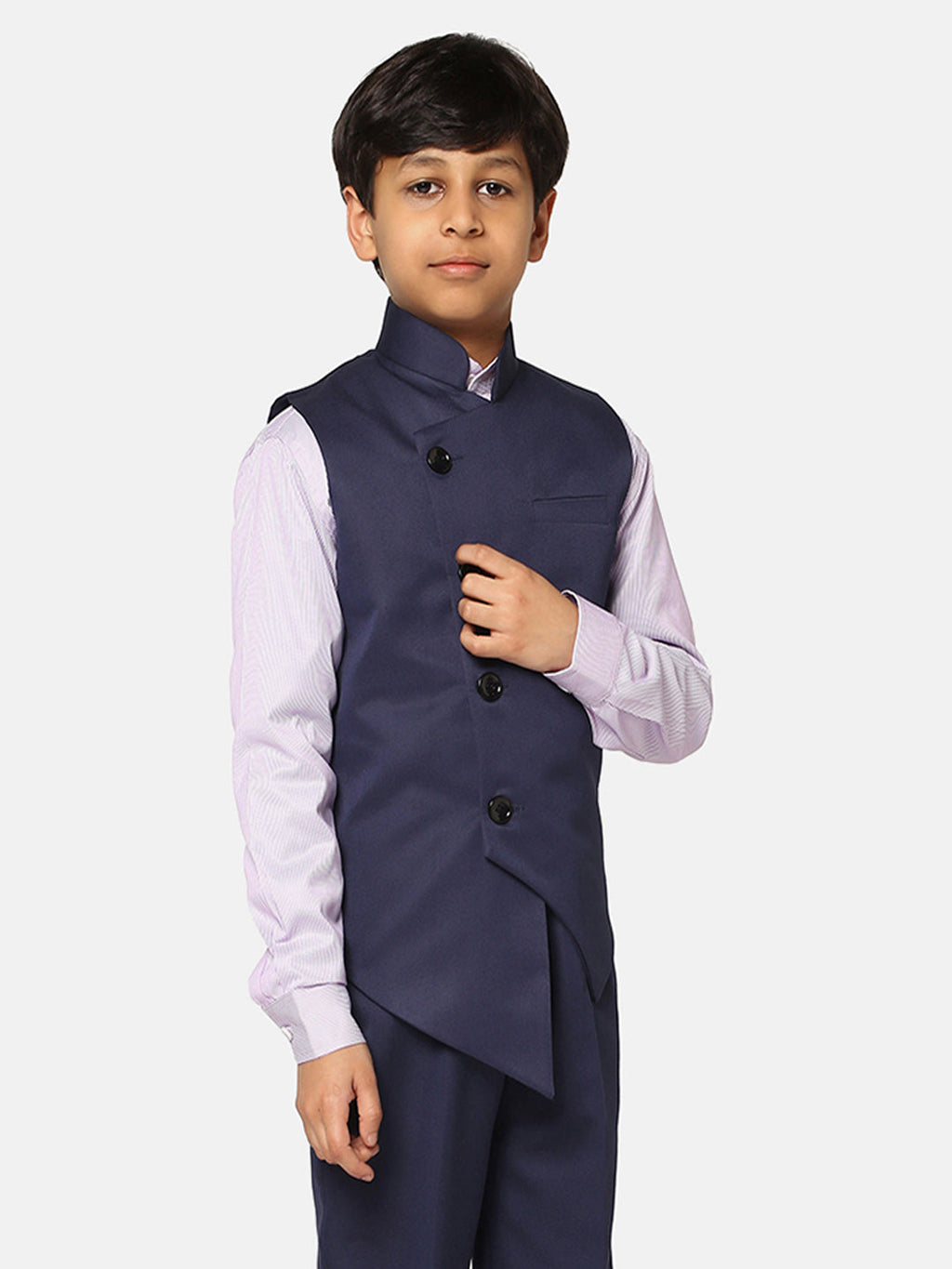 Kids Blue Nehru Jacket - Tahvo India