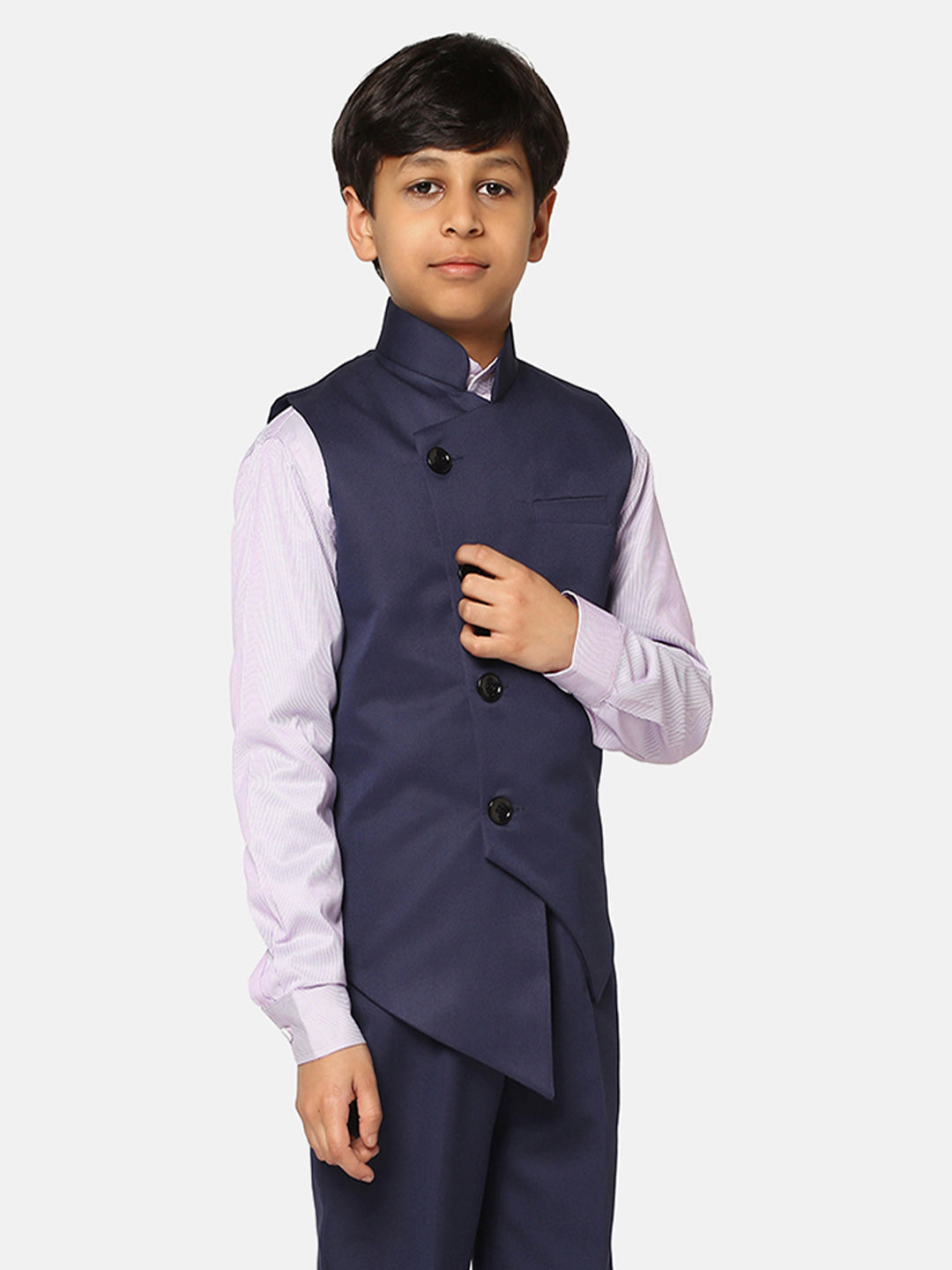 Kids Blue Nehru Jacket - Tahvo India