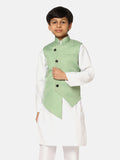 Kids Green Angrakha Nehru Jacket - Tahvo India