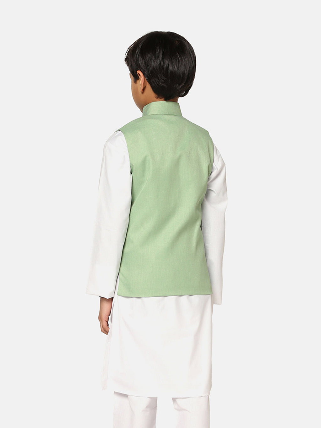 Kids Green Angrakha Nehru Jacket - Tahvo India