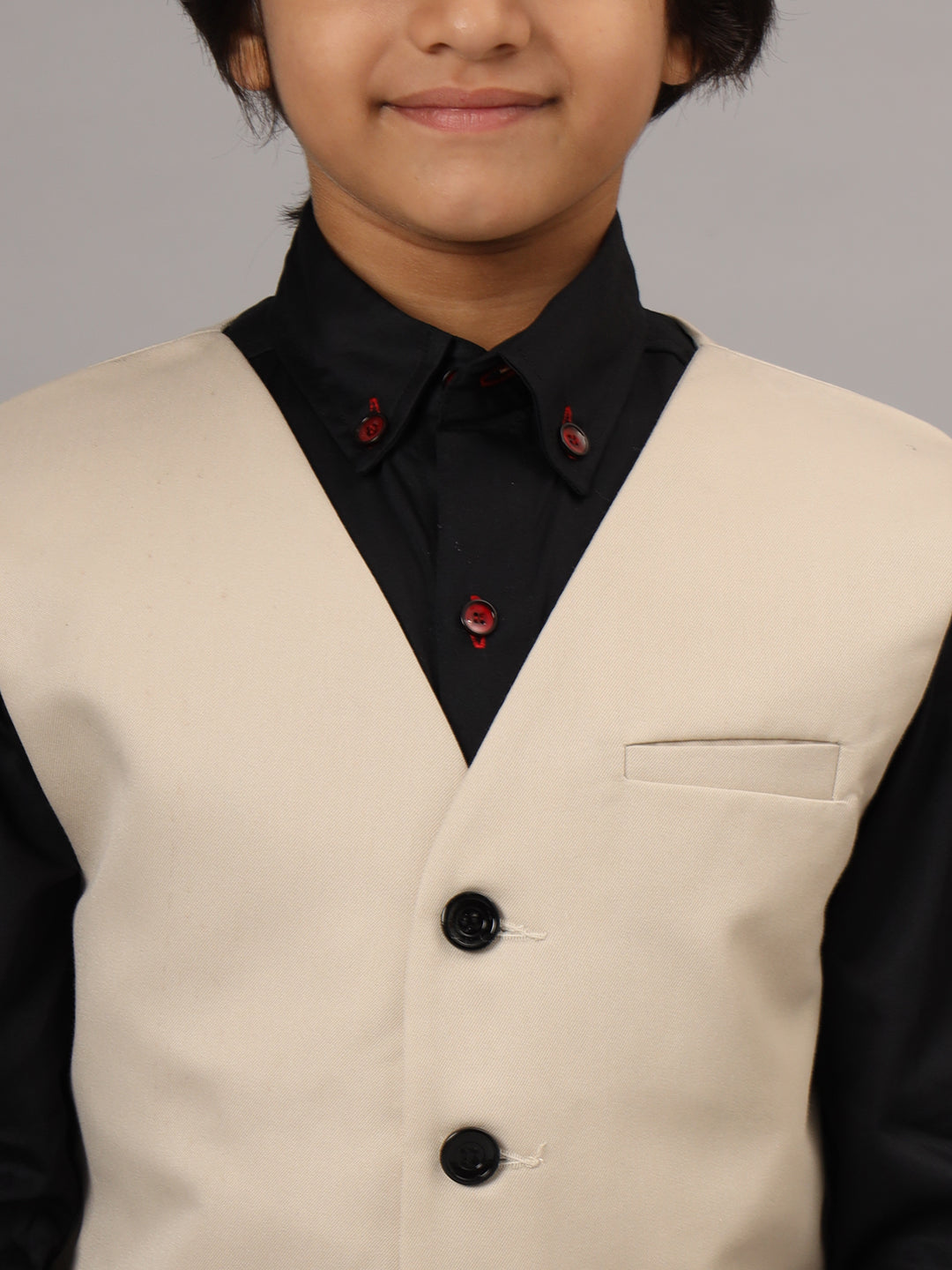 Boys Beige Waistcoat - Tahvo India