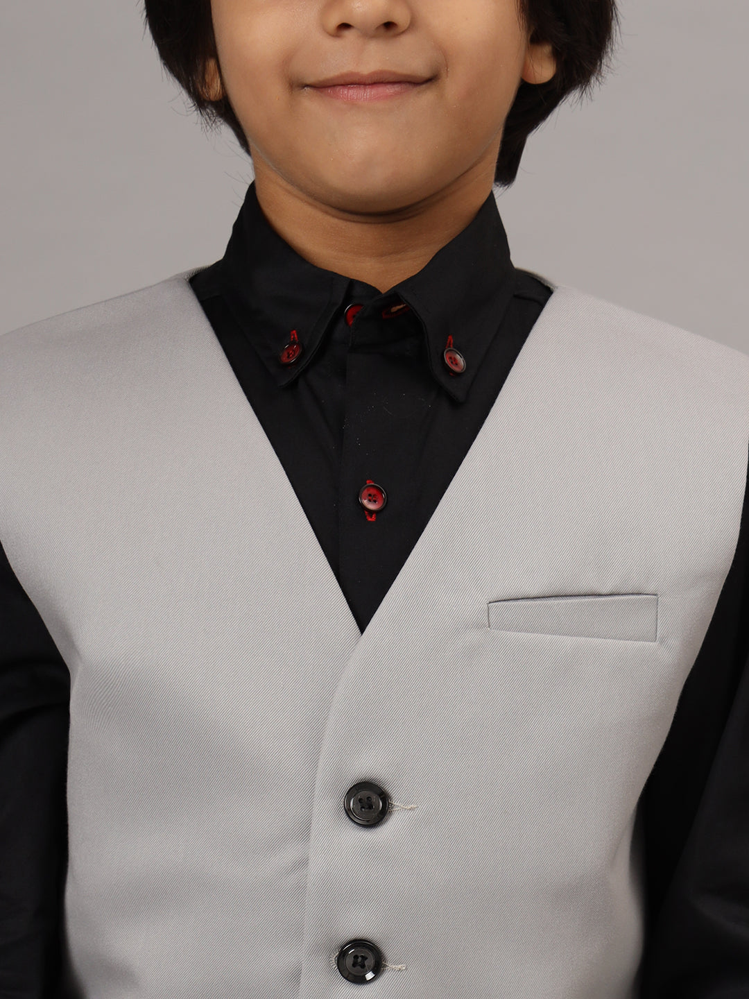 Boys Light Grey Waistcoat - Tahvo India