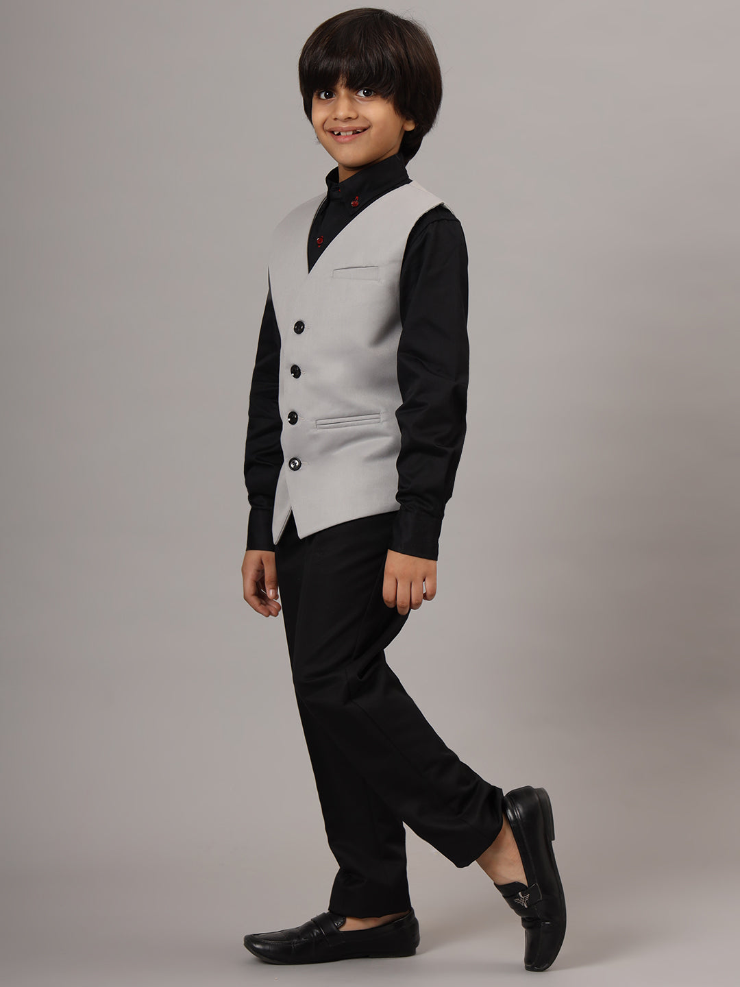 Boys Light Grey Waistcoat - Tahvo India