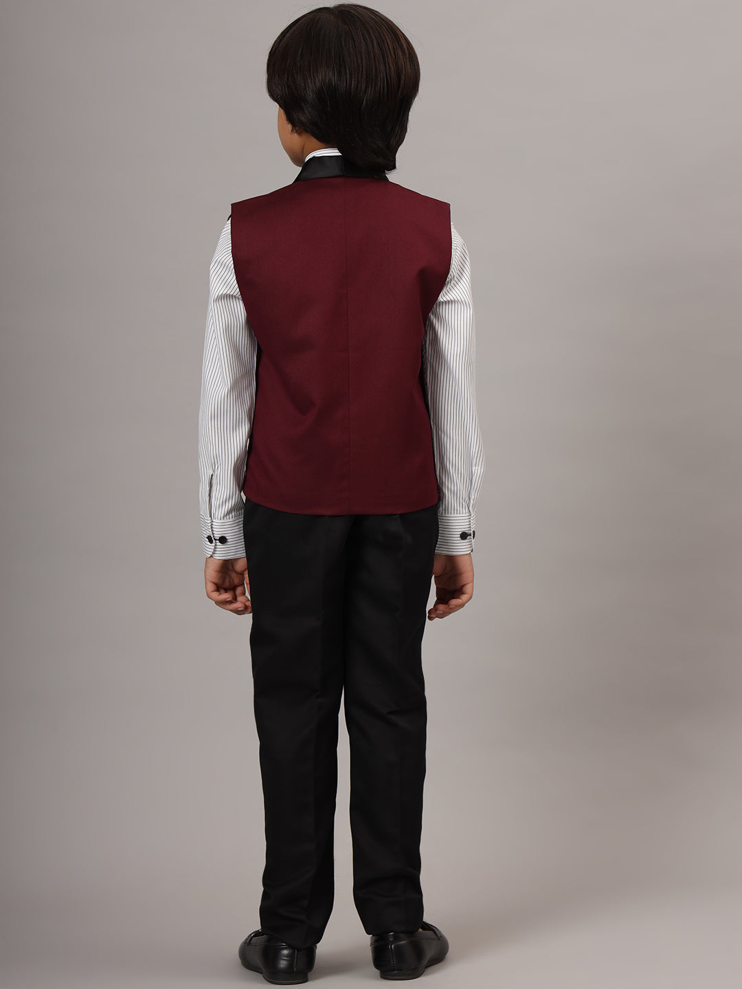 Boys Maroon Tuxedo Waistcoat - Tahvo India