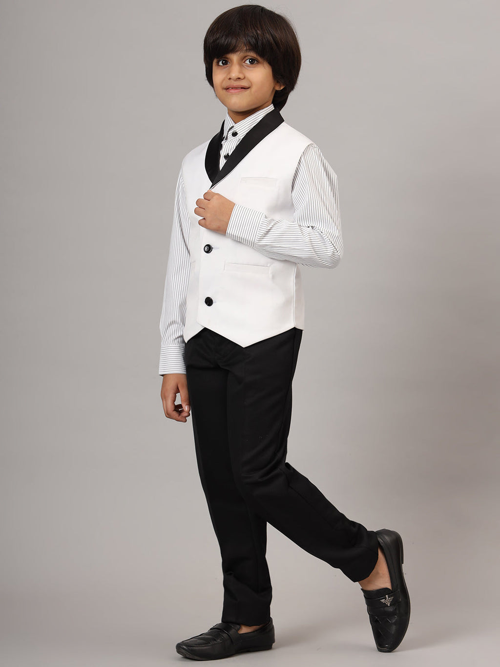Boys White Tuxedo Waistcoat - Tahvo India