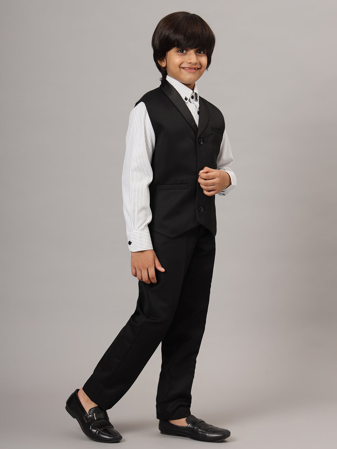 Boys Black Tuxedo Waistcoat - Tahvo India