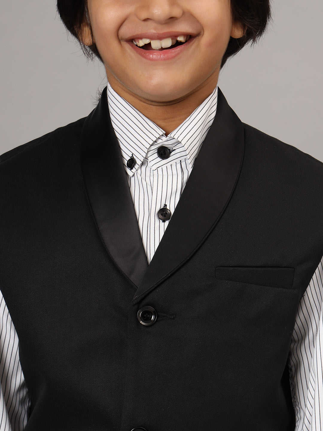 Boys Black Tuxedo Waistcoat - Tahvo India