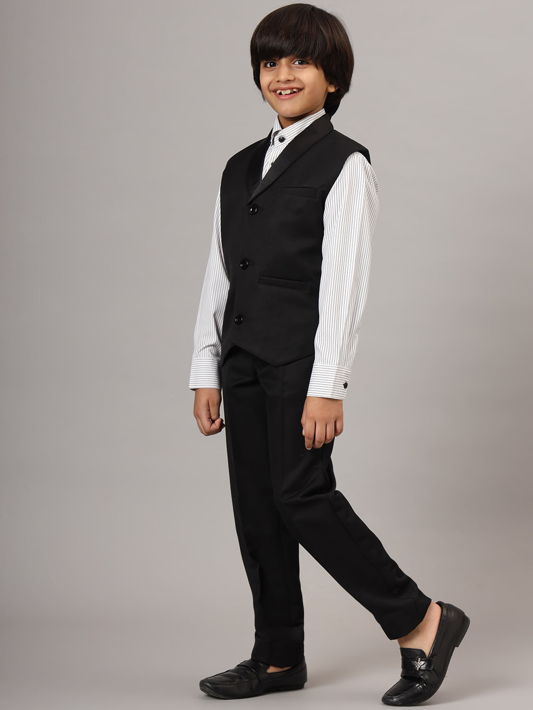 Boys Black Tuxedo Waistcoat - Tahvo India