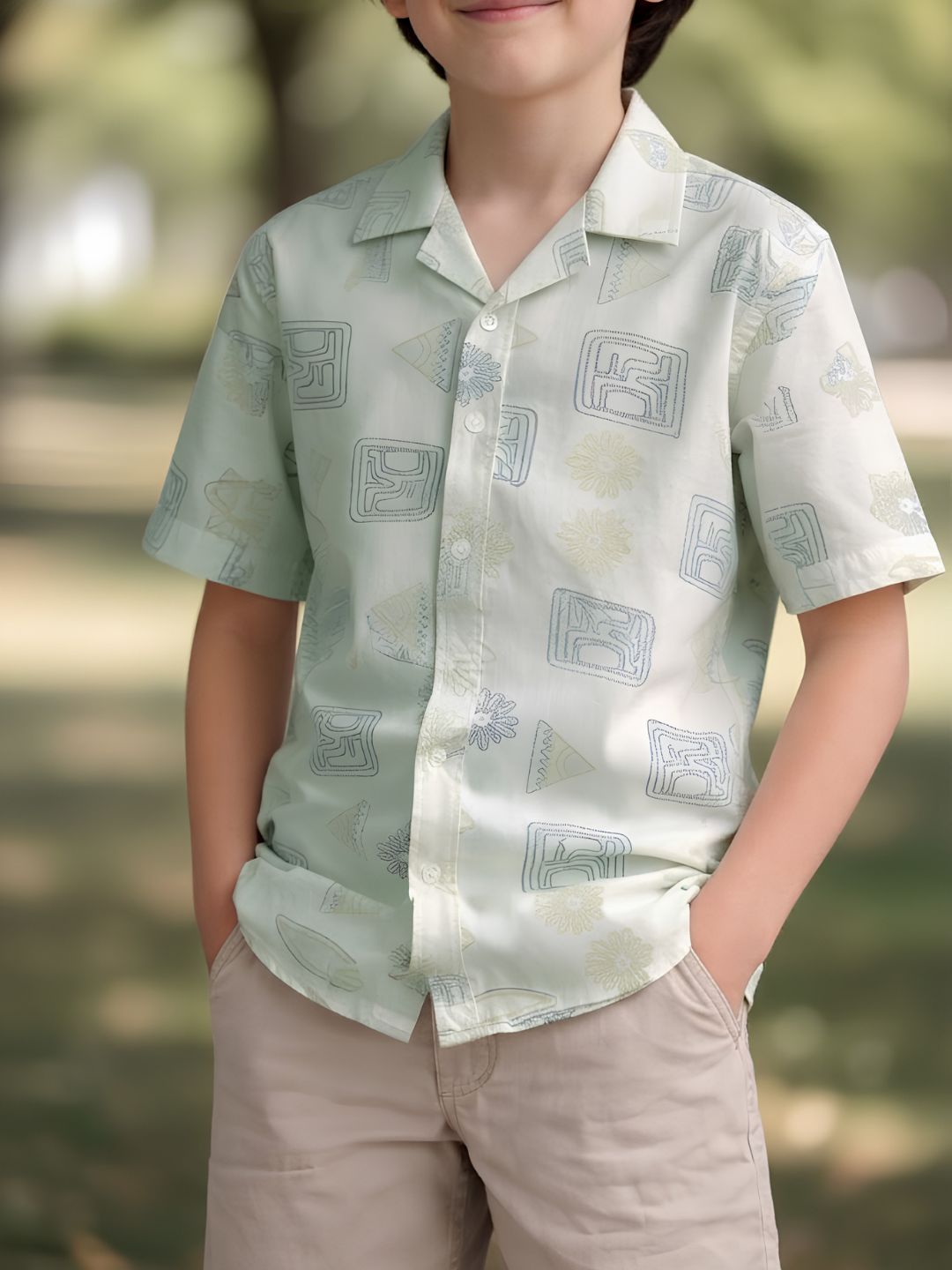 Green Boys casual shirt