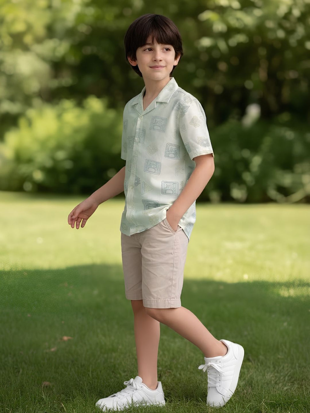 Green Boys casual shirt