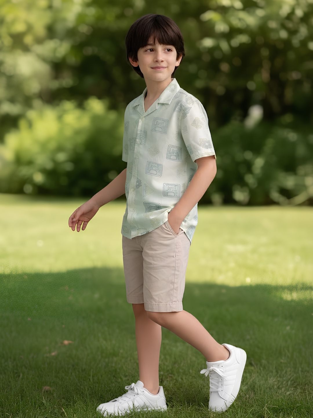 Green Boys casual shirt