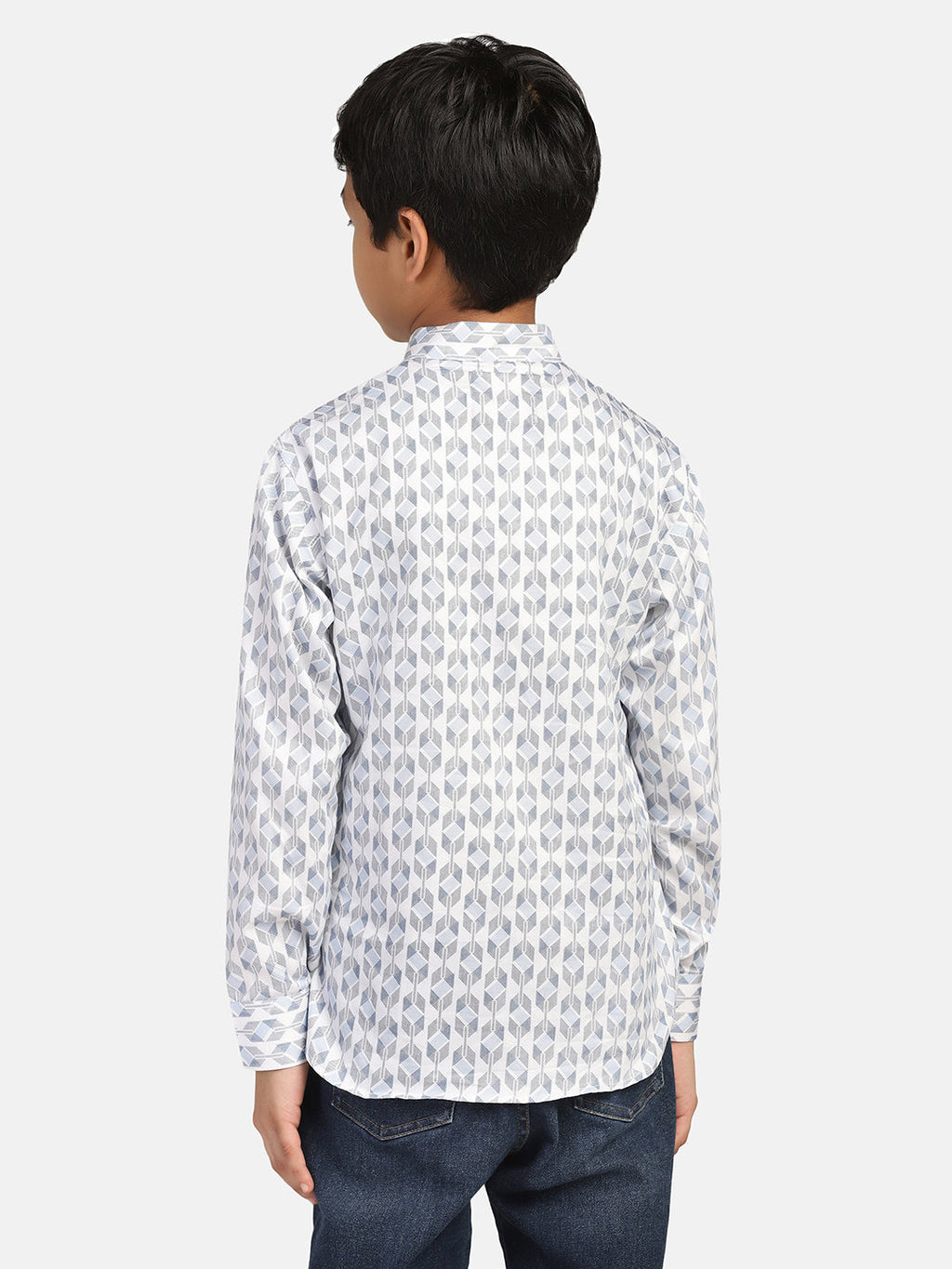 Kids White Printed Shirt Kurta - Tahvo India