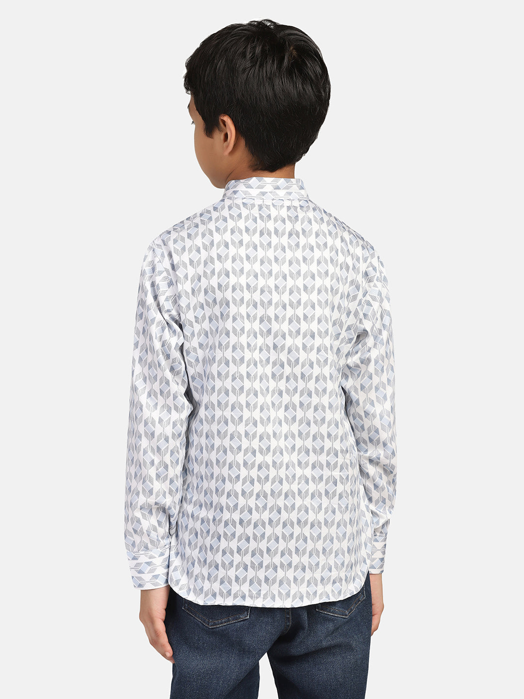 Kids White Printed Shirt Kurta - Tututree