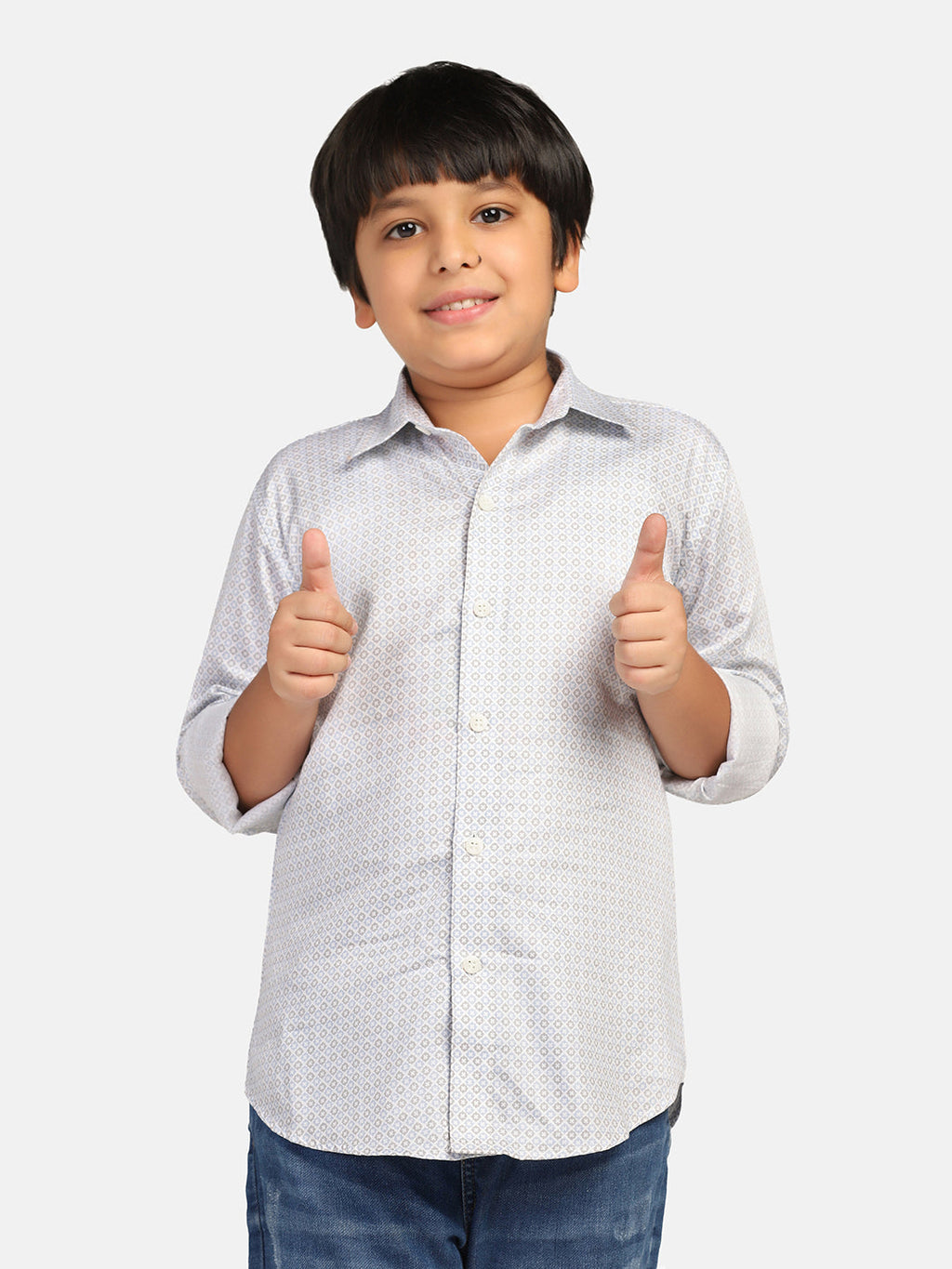Boys Grey Printed Shirt - Tahvo India