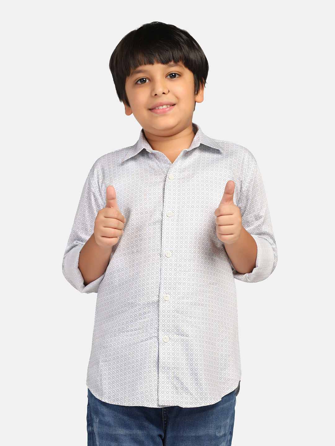 Boys Grey Printed Shirt - Tahvo India