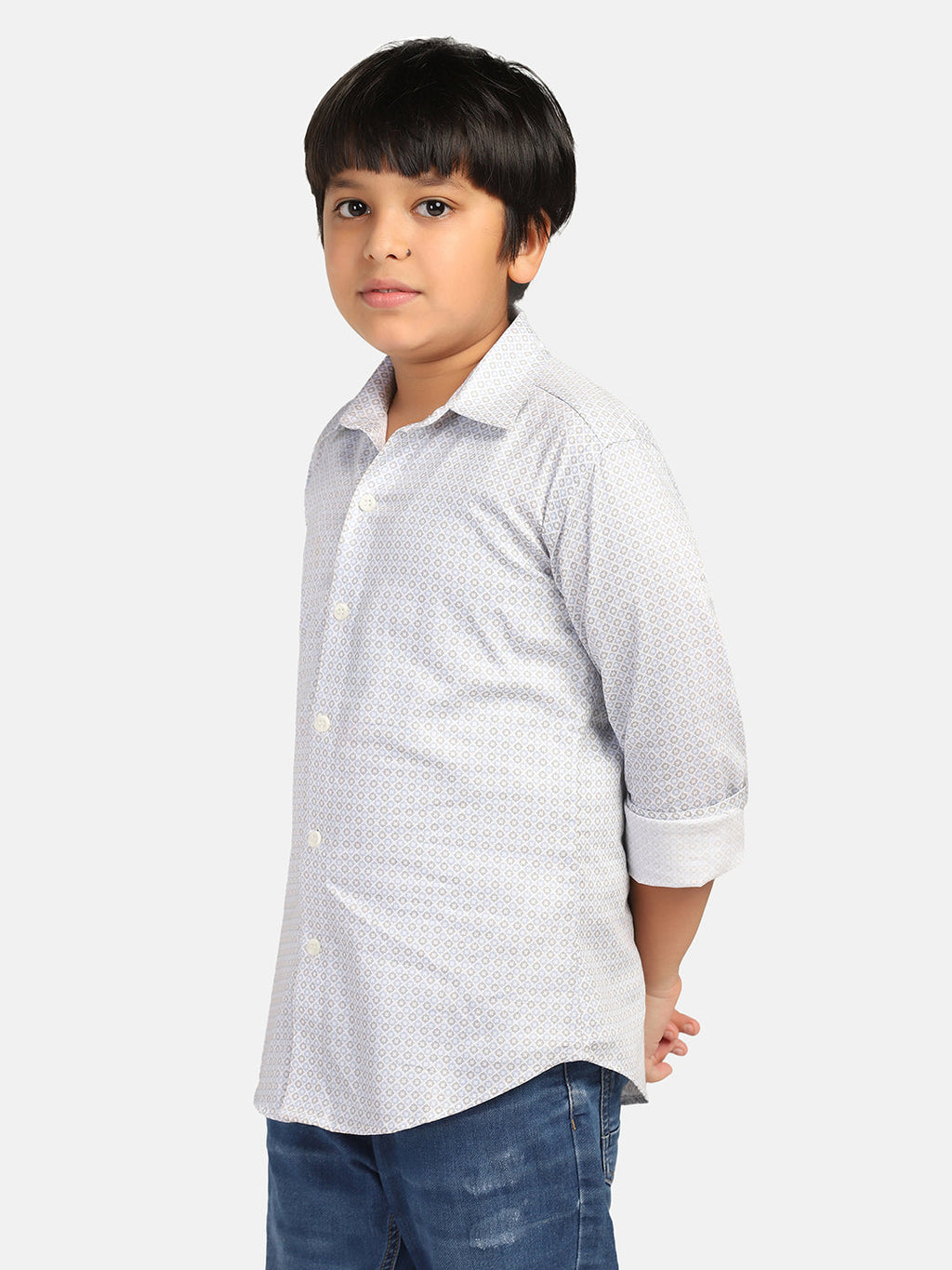 Boys Grey Printed Shirt - Tahvo India