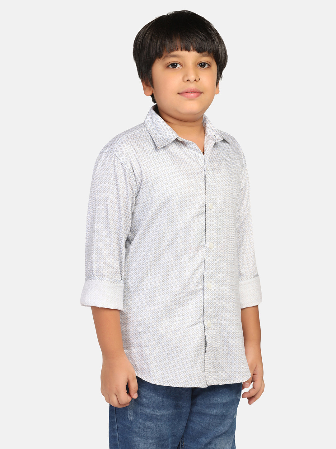 Boys Grey Printed Shirt - Tahvo India