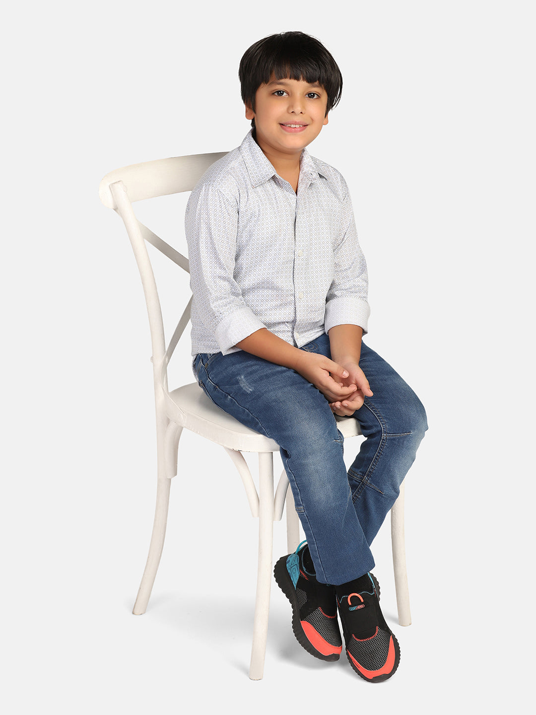 Boys Grey Printed Shirt - Tahvo India