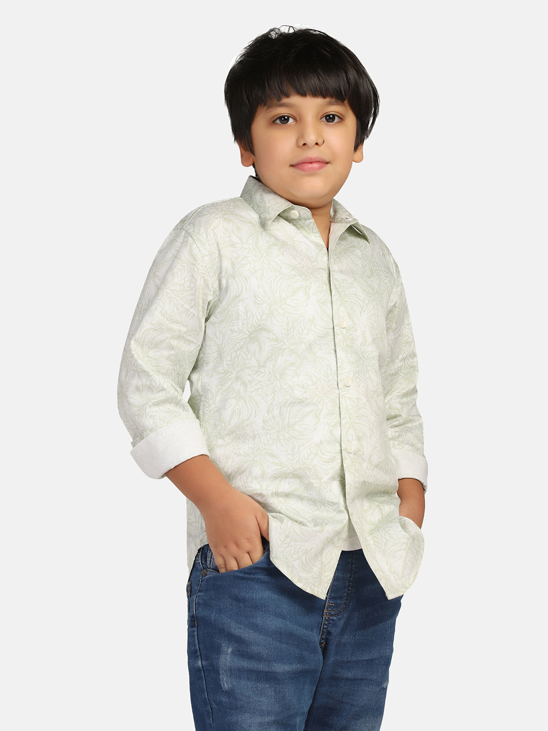Boys Green Printed Shirt - Tahvo India