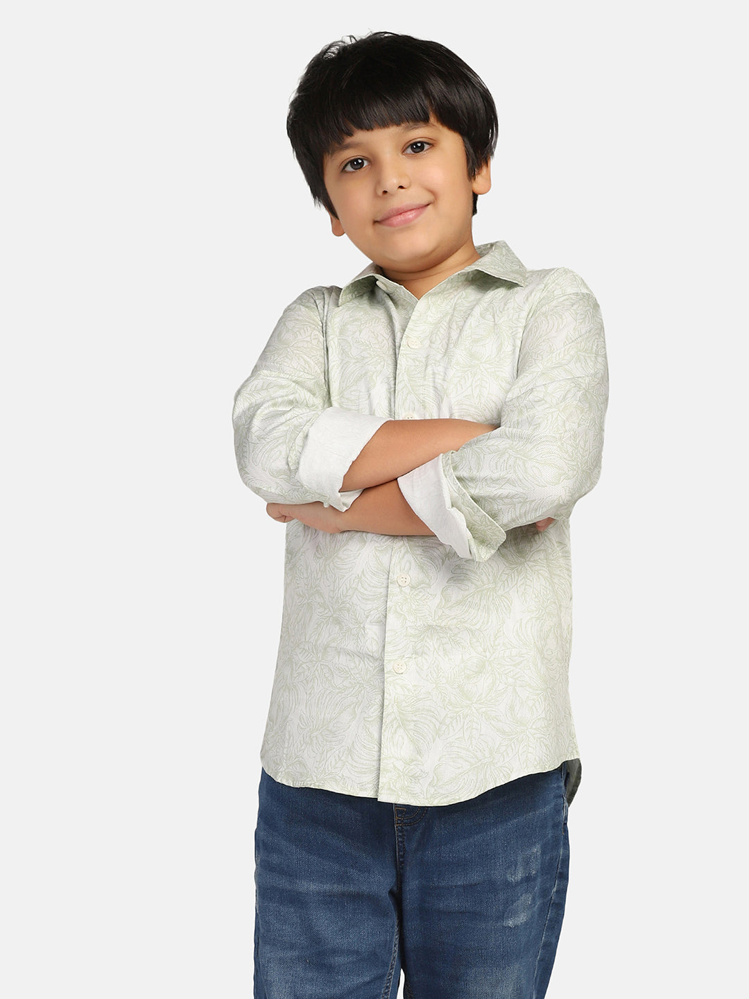 Boys Green Printed Shirt - Tahvo India