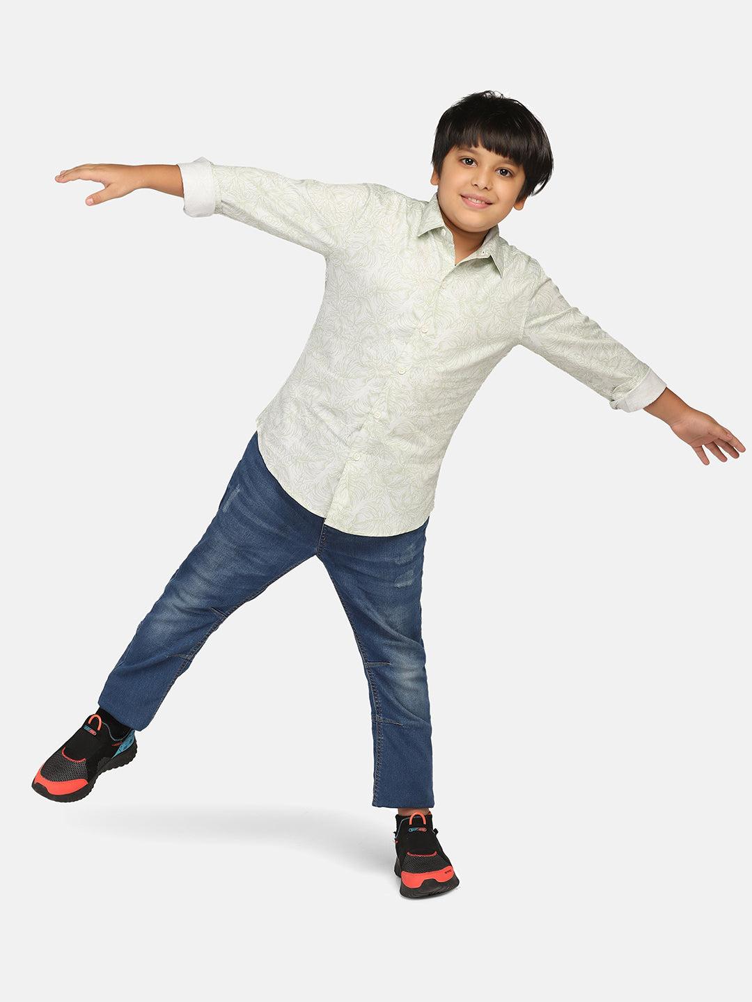 Boys Green Printed Shirt - Tahvo India