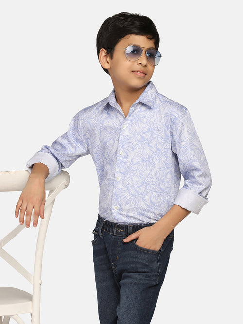Boys Blue Printed Shirt - Tututree