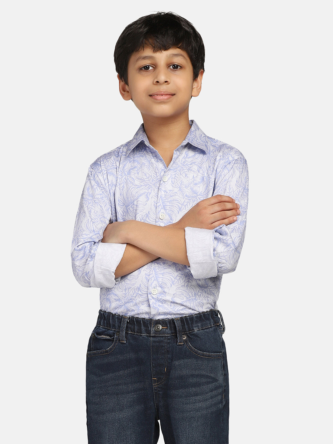 Boys Blue Printed Shirt - Tahvo India