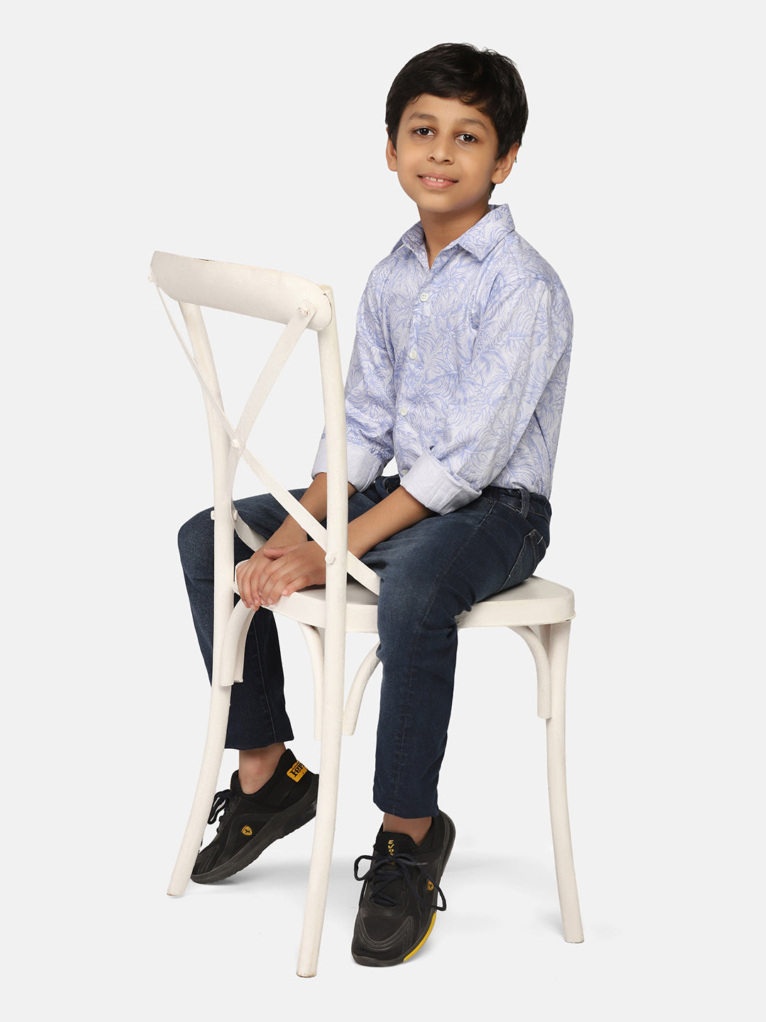Boys Blue Printed Shirt - Tahvo India