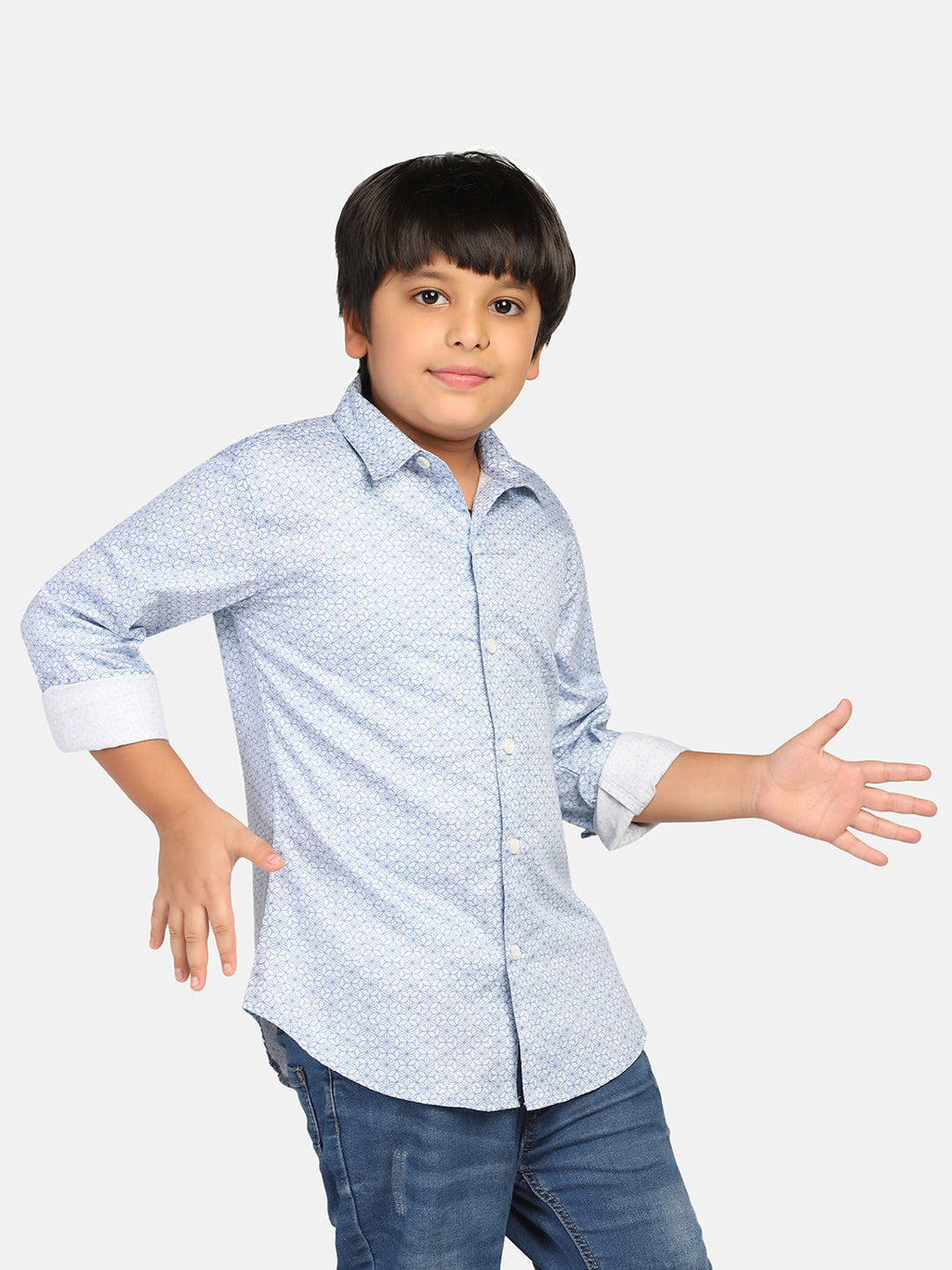 Boys Blue Printed Shirt - Tahvo India