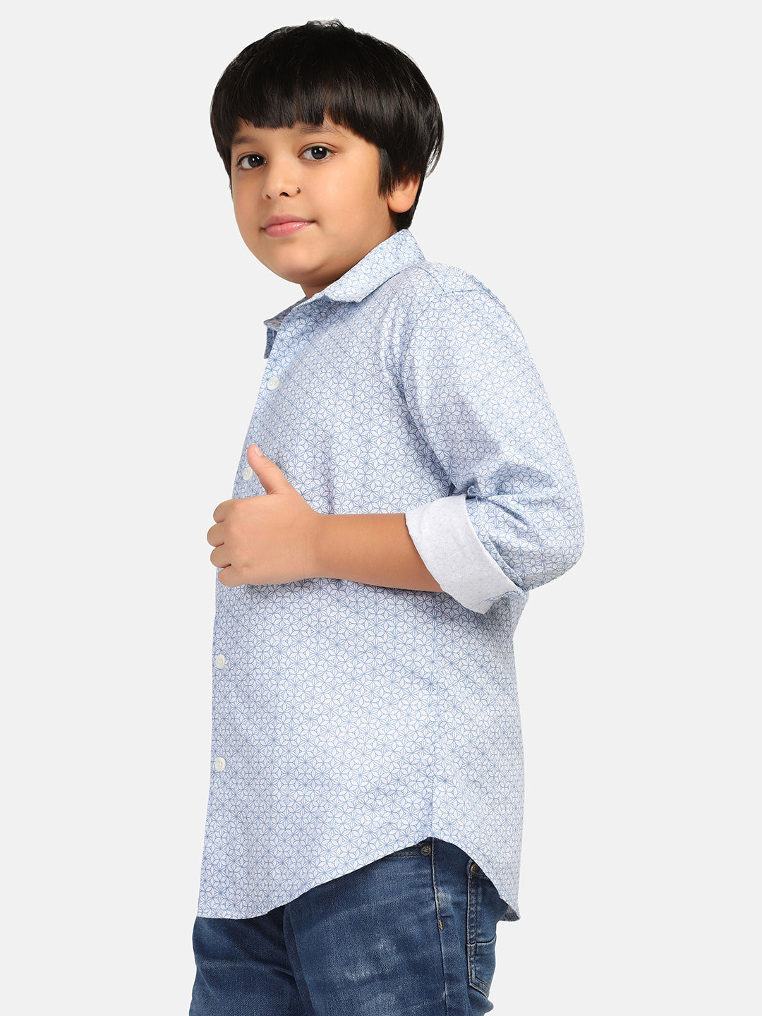 Boys Blue Printed Shirt - Tahvo India